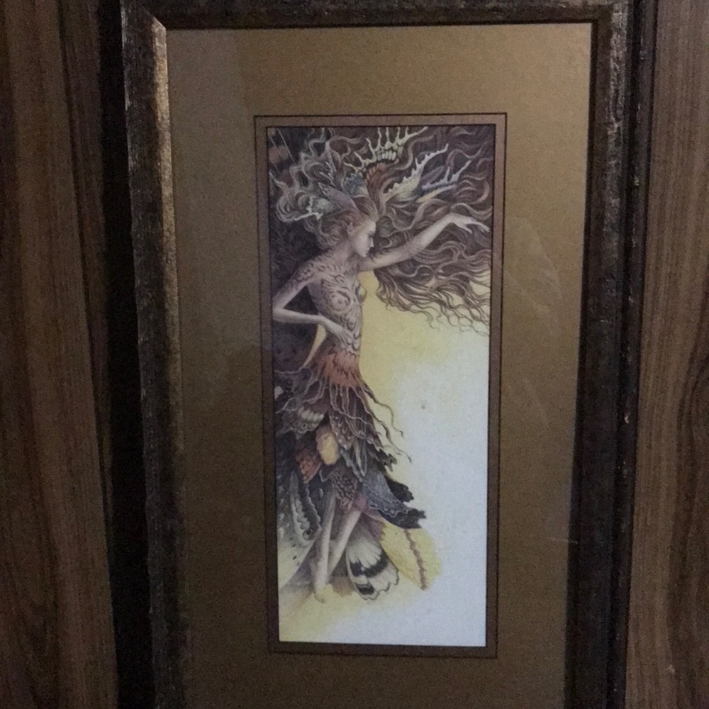 Elf lady picture with glass and frame